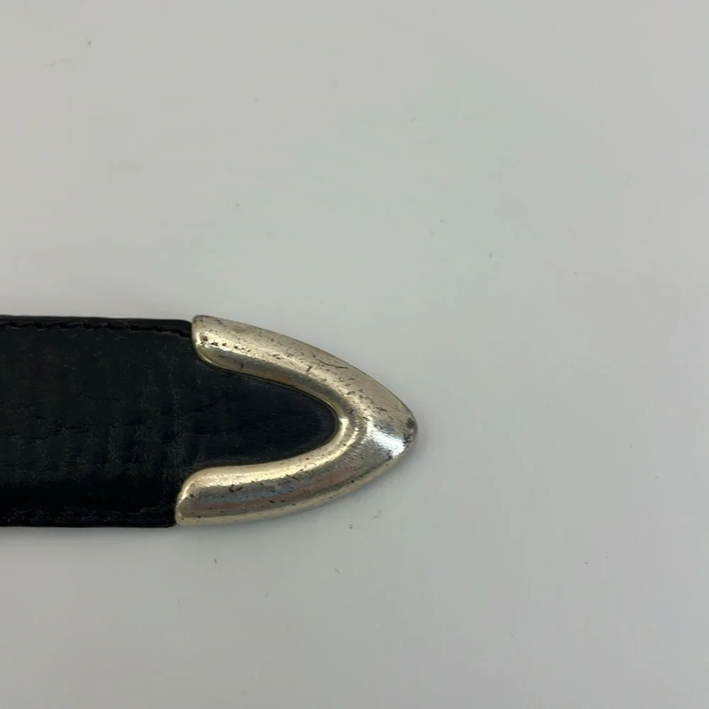 FOSSIL Black Leather Belt with Silver Tone Buckle & Tip - Men’s size 38